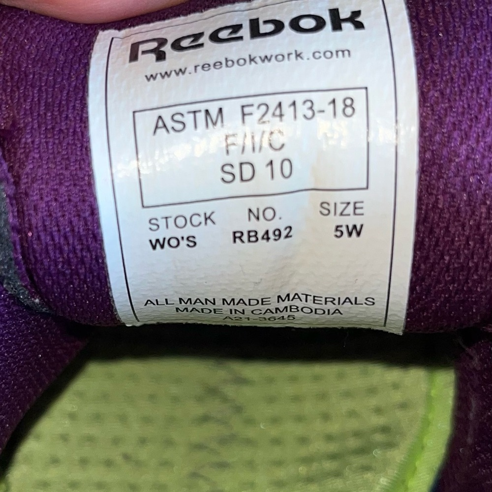 Reebok Women's Sublime Black and Purple Athletic Work Shoes - Picture 9 of 12